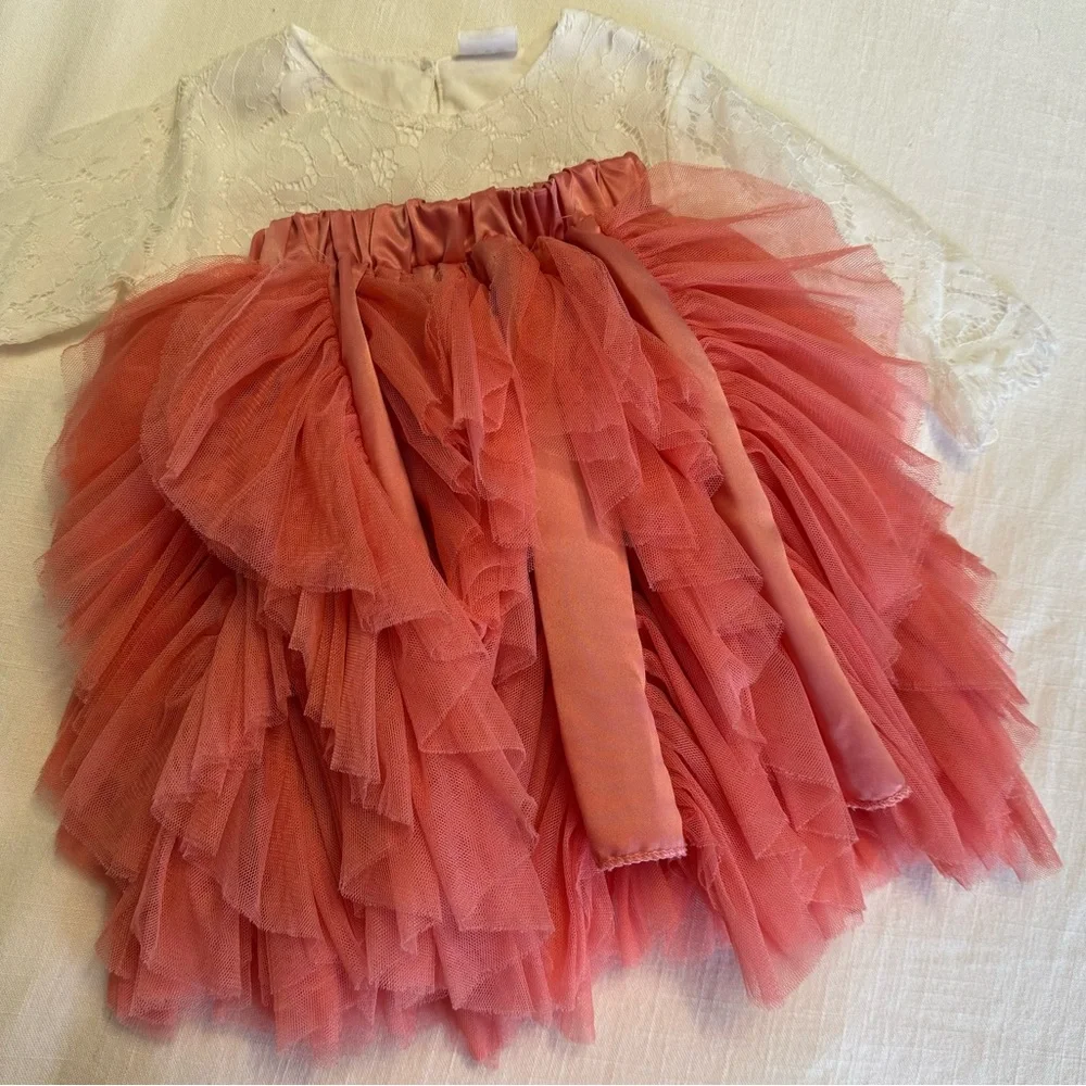 Boutique Brand | 2 Piece | Lace 3/4 Sleeved Blouse and Ruffle Midi Skirt | 3T